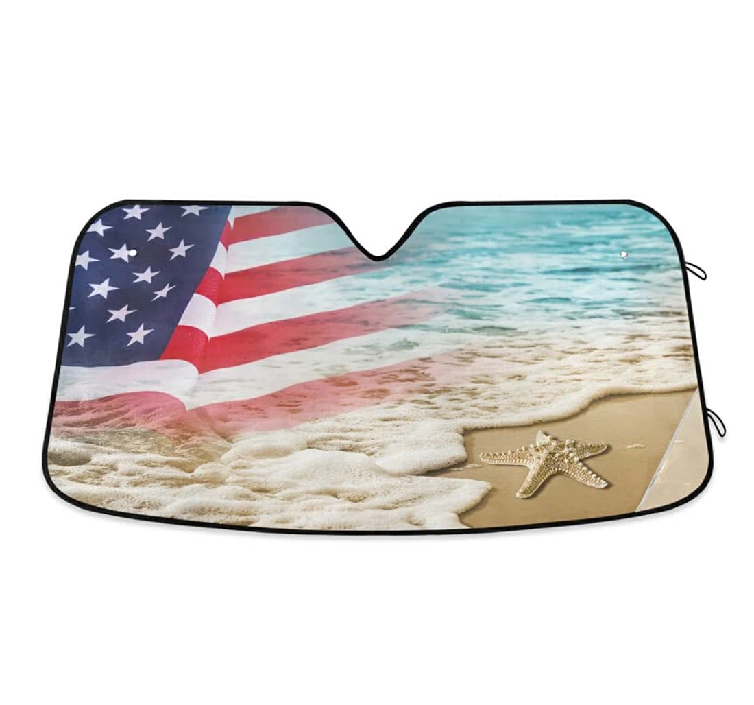 Th Of July Sandy Beach Summer Starfish Auto Sun Shade