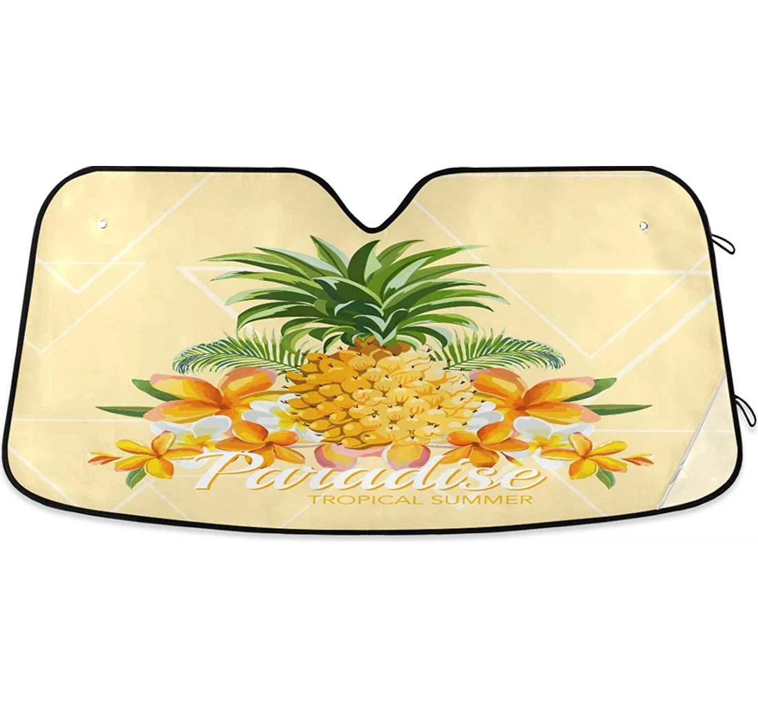 Tropical Flowers Pineapple Sunscreen Auto Sun Shade