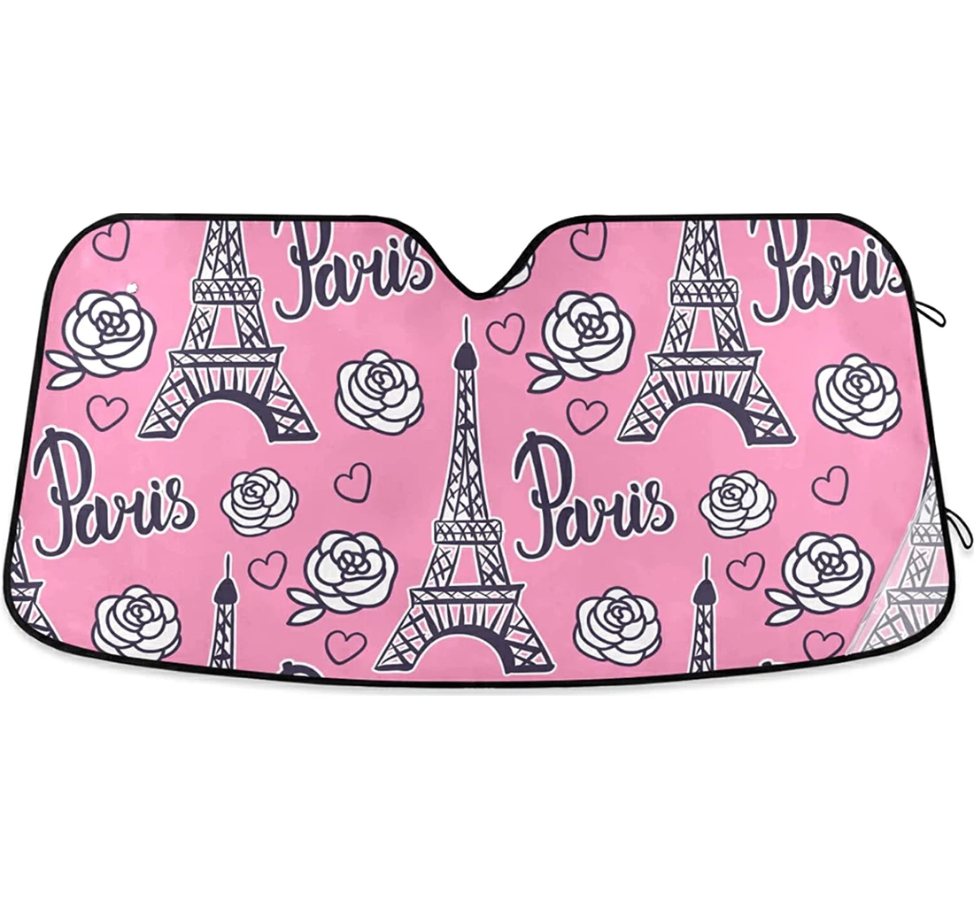 Paris Modern Bright Pink Sunscreen Auto Sun Shade