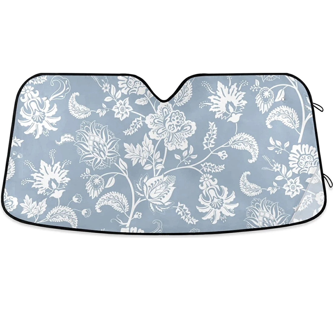 Two Color Floral Pattern With General Purpose Auto Sun Shade