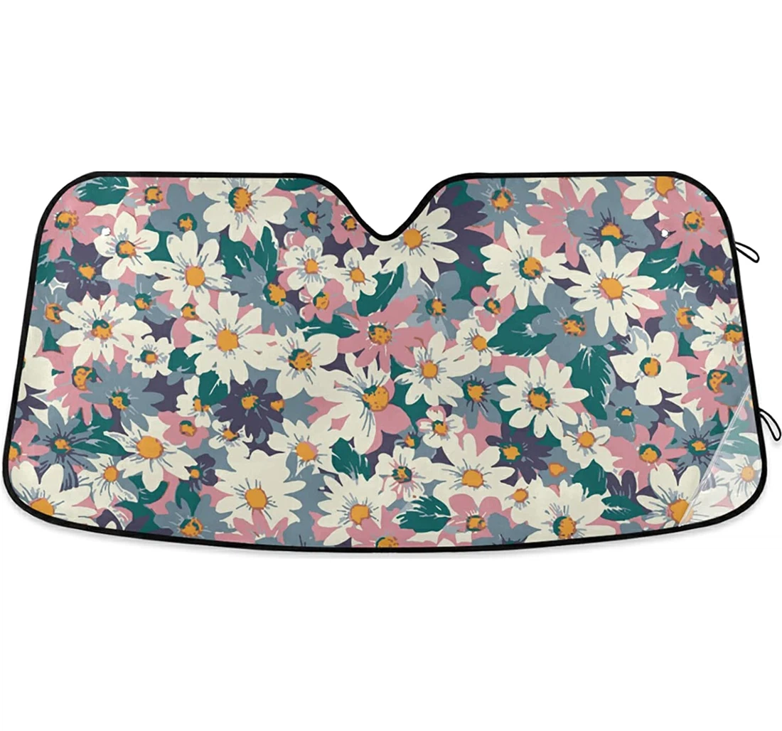 Watercolor Flowers With General Purpose Auto Sun Shade