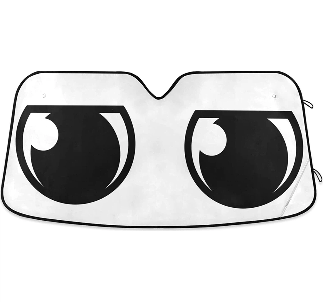 Melancholy Cartoon Eyes With General Purpose Auto Sun Shade