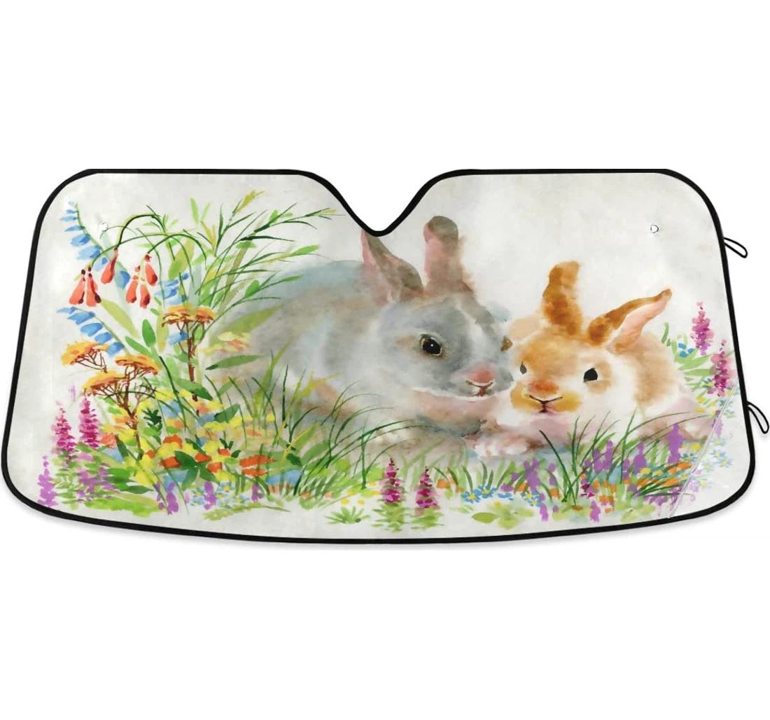 Rabbits Grass Auto Sun Shade