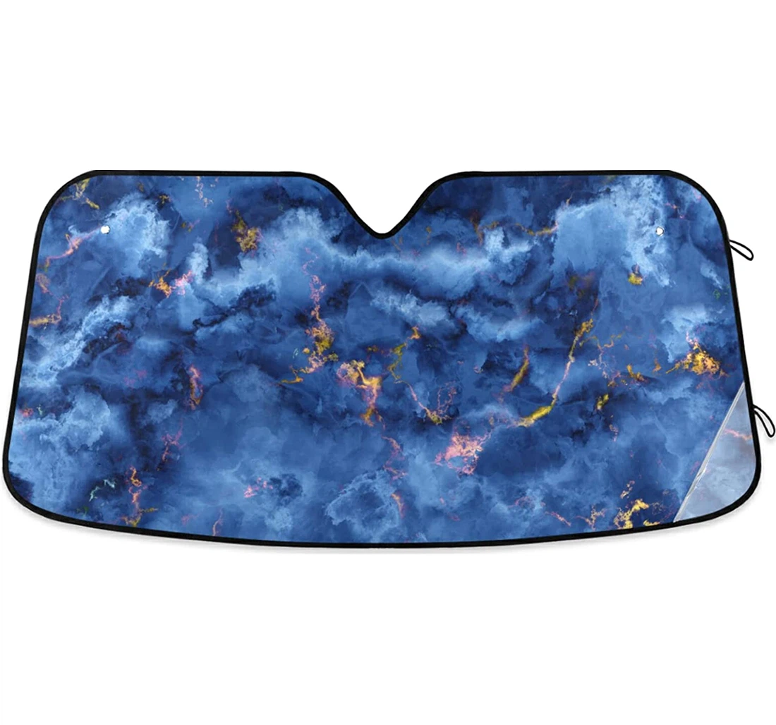 Blue Marble Texture Golden Glittering Auto Sun Shade
