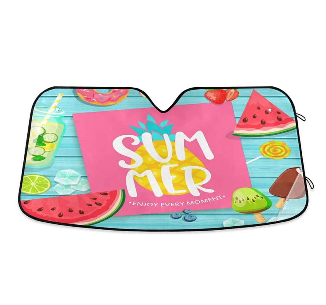 Summer Fruits Wood Beach Theme Auto Sun Shade