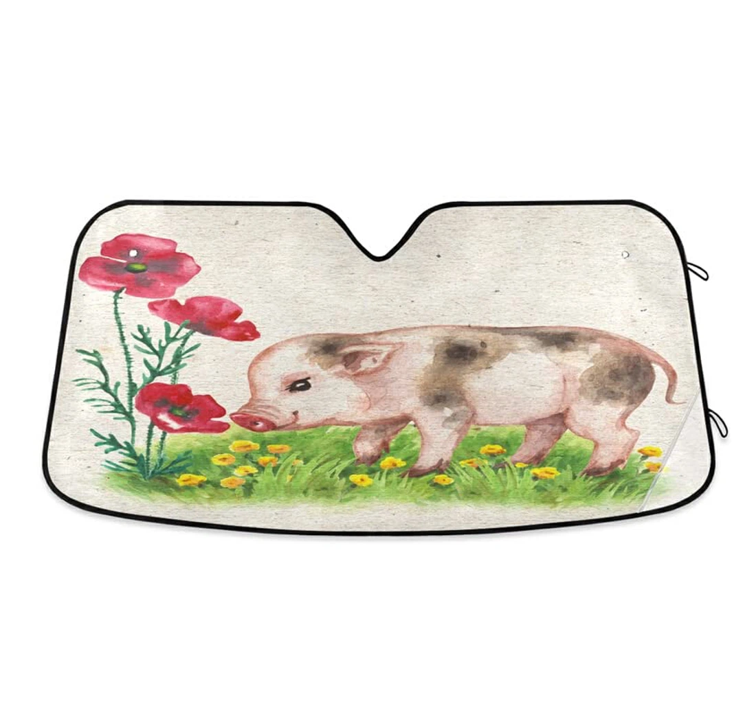 Pig Poppy Flowers Red Vintage Spring Auto Sun Shade