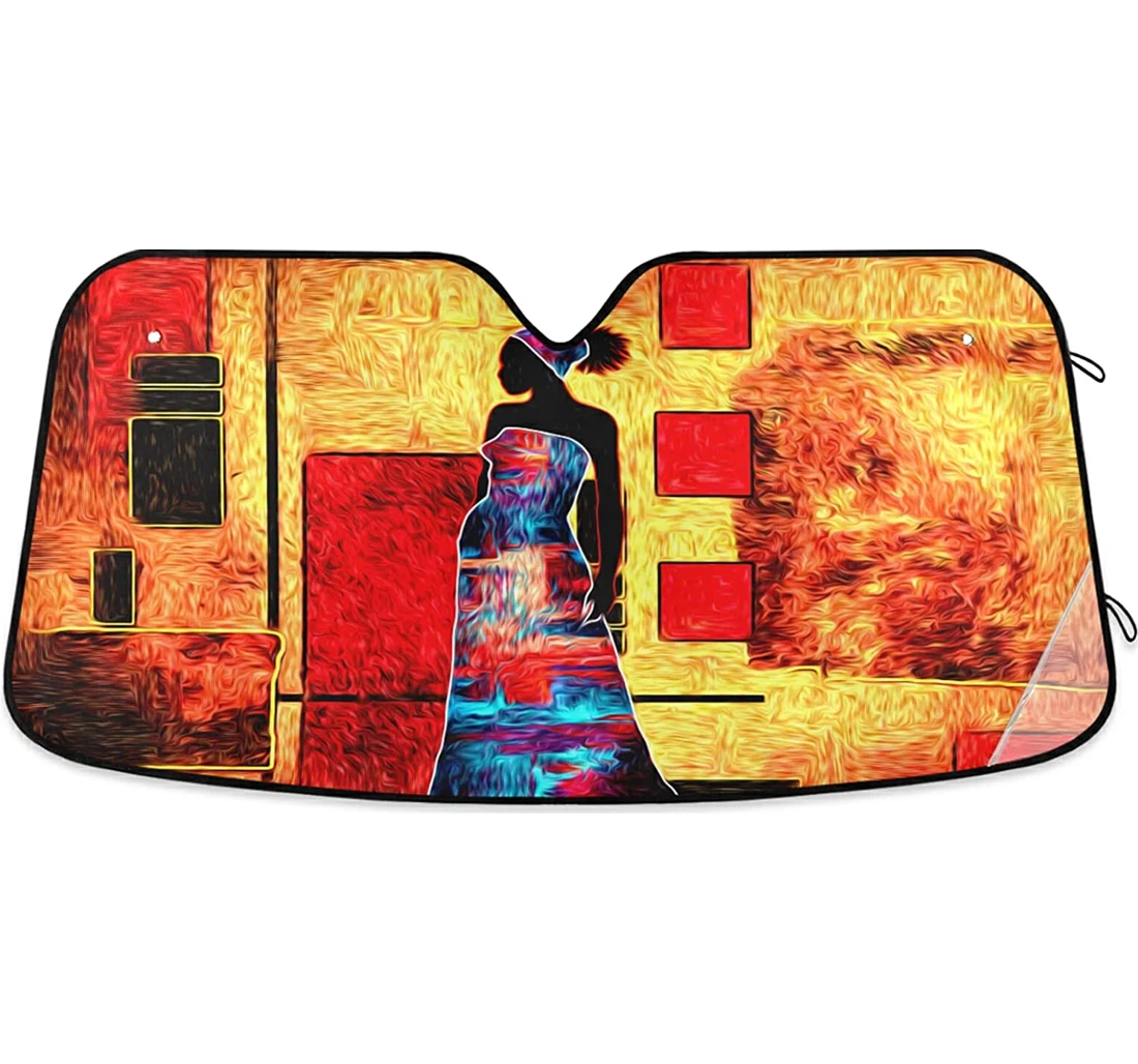 American African Ethnic Pretty Girl Painting Auto Sun Shade