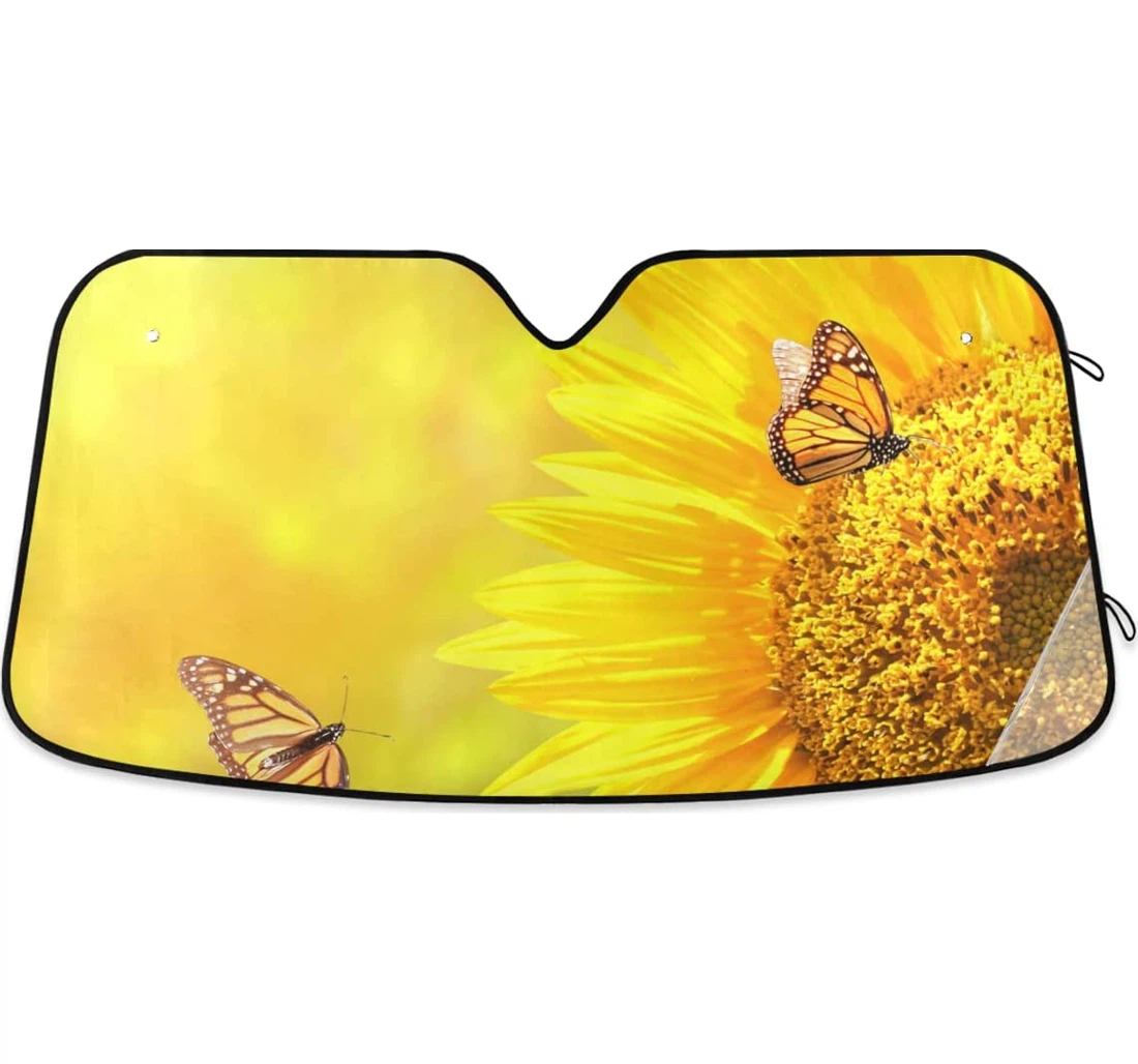 Yellow Sunflowers Butterflies Auto Sun Shade