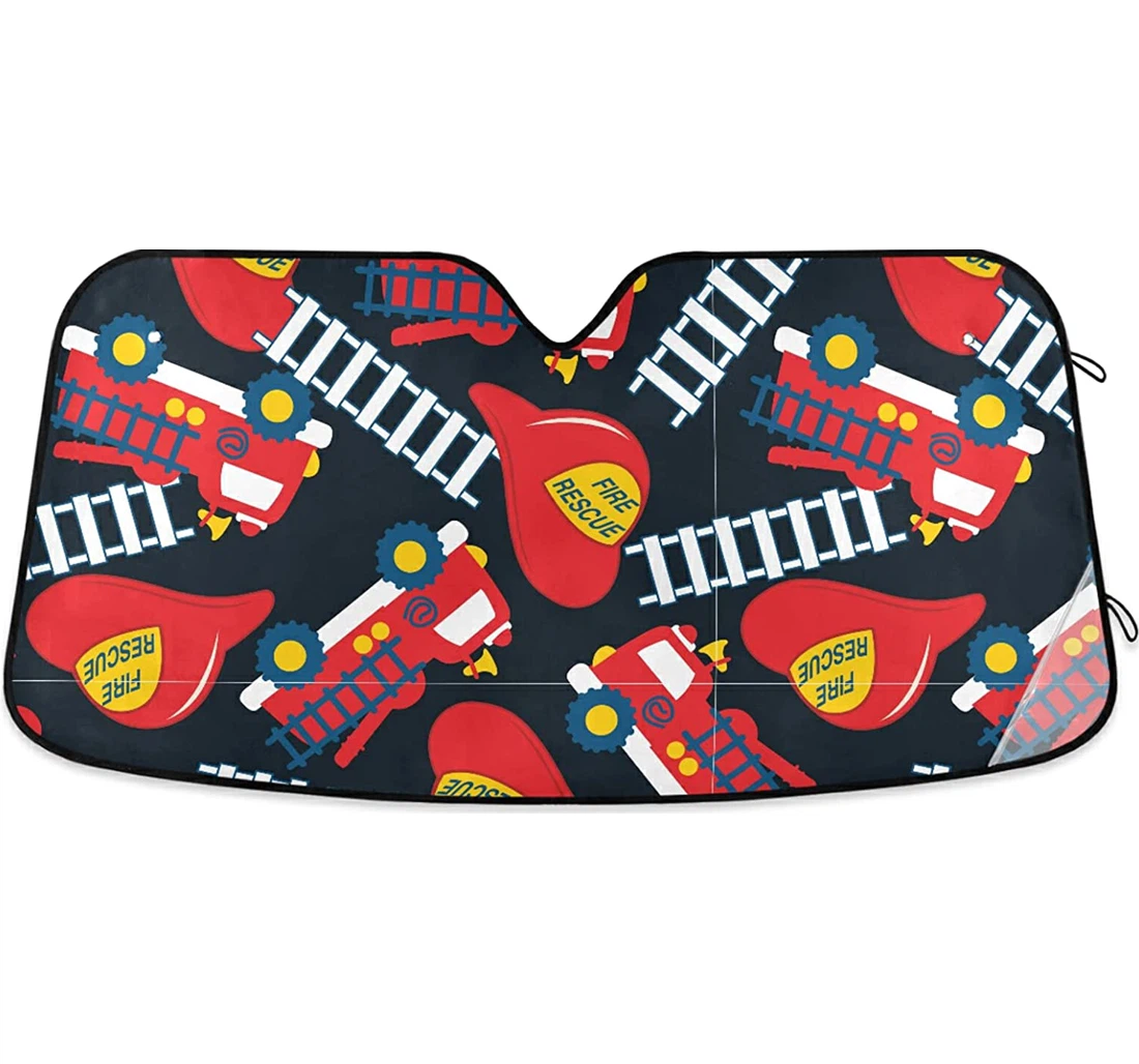 Fire Rescue Red Helmet Harmful Auto Sun Shade