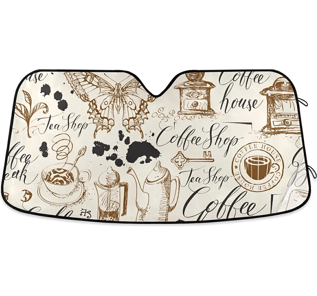 Tea Coffee Butterfly Auto Sun Shade