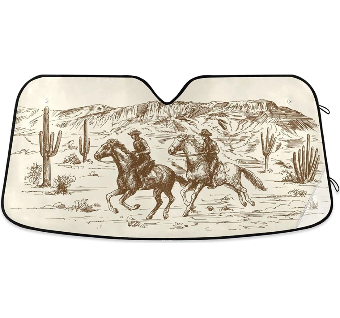 Western Desert Cowboy Auto Sun Shade