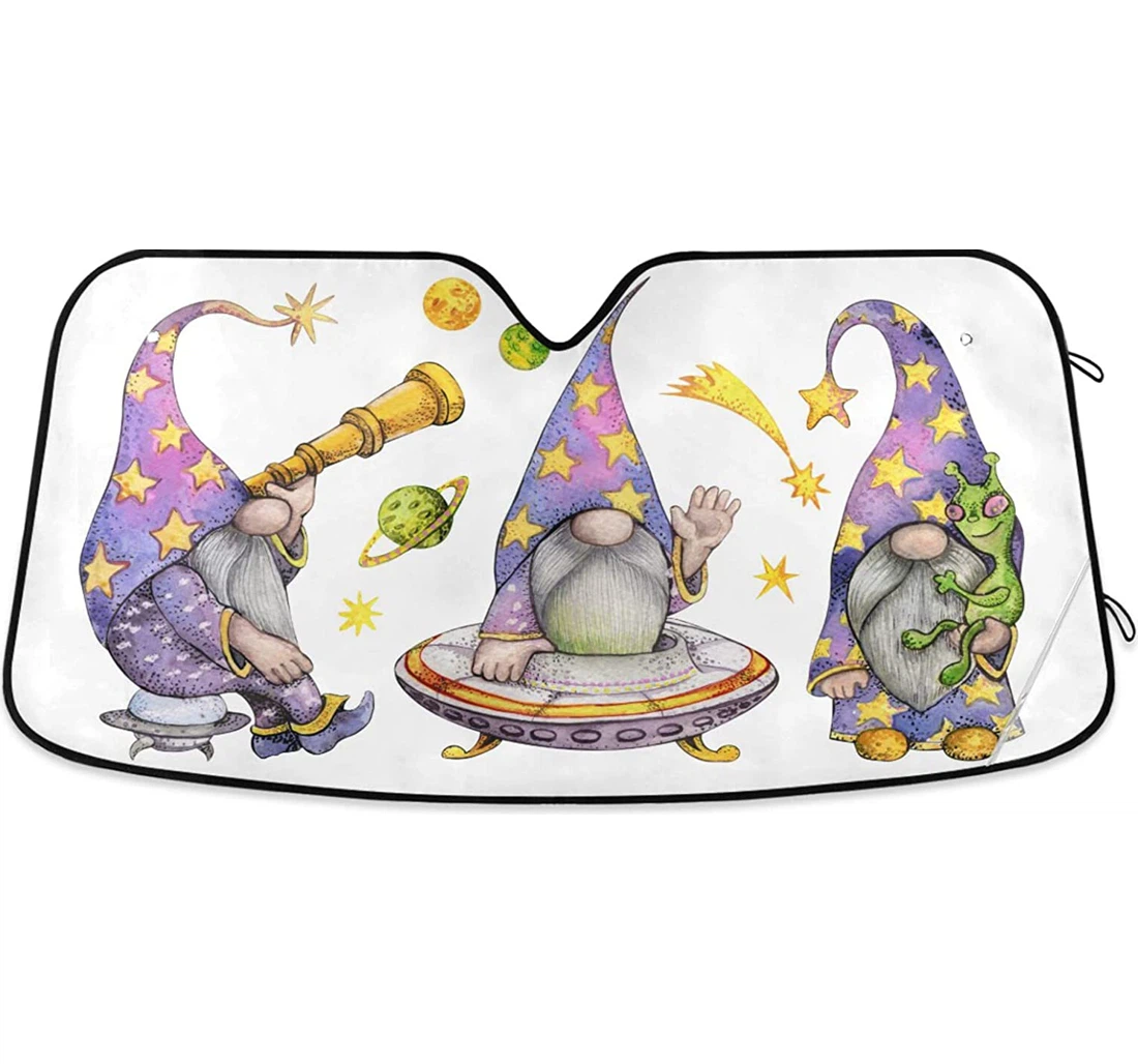 Galaxy Gnome Planet Stars Watercolor Space Alien Pad Auto Sun Shade