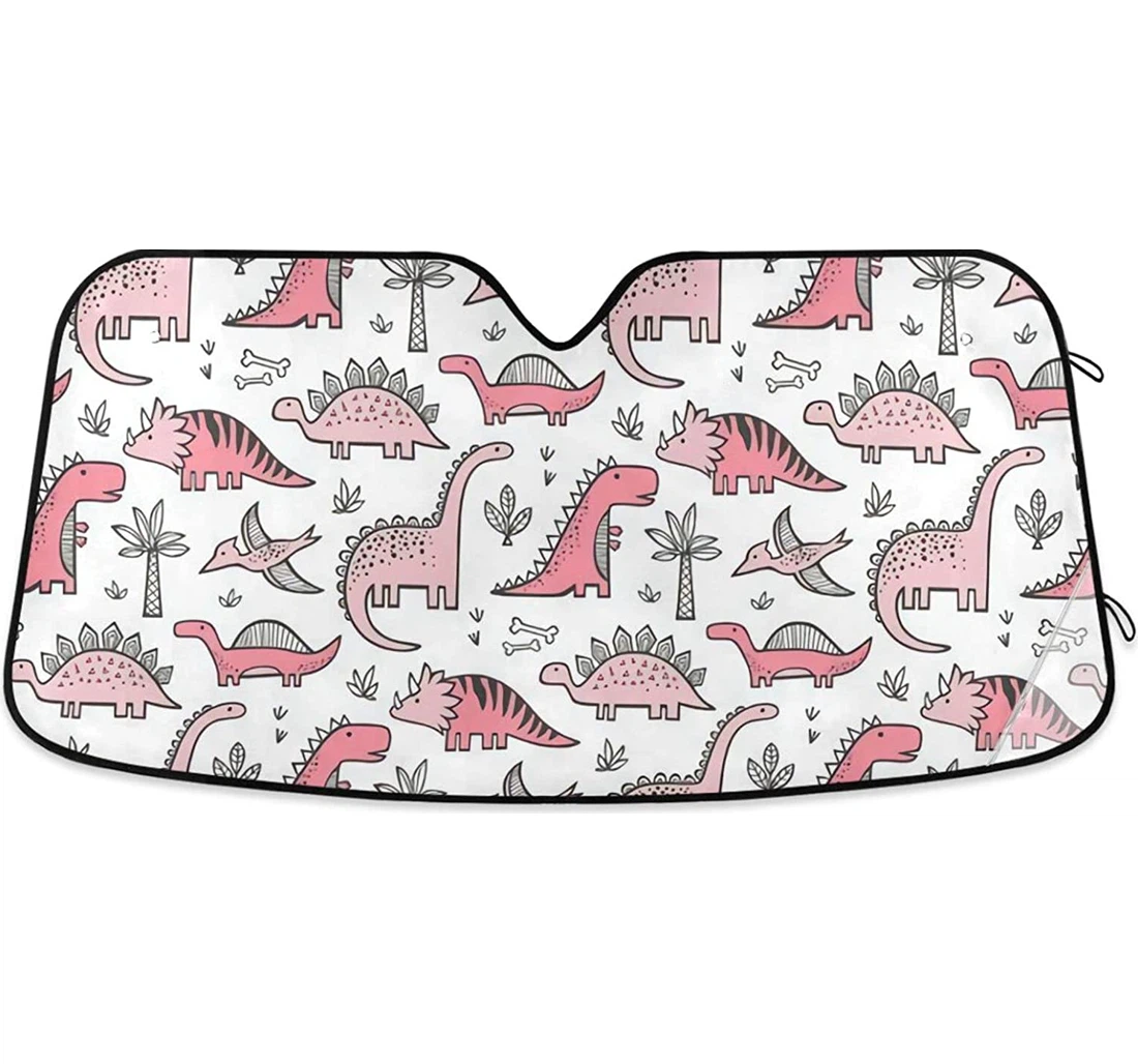 Kawaii Pink Dinosaur Cars Medium Auto Sun Shade