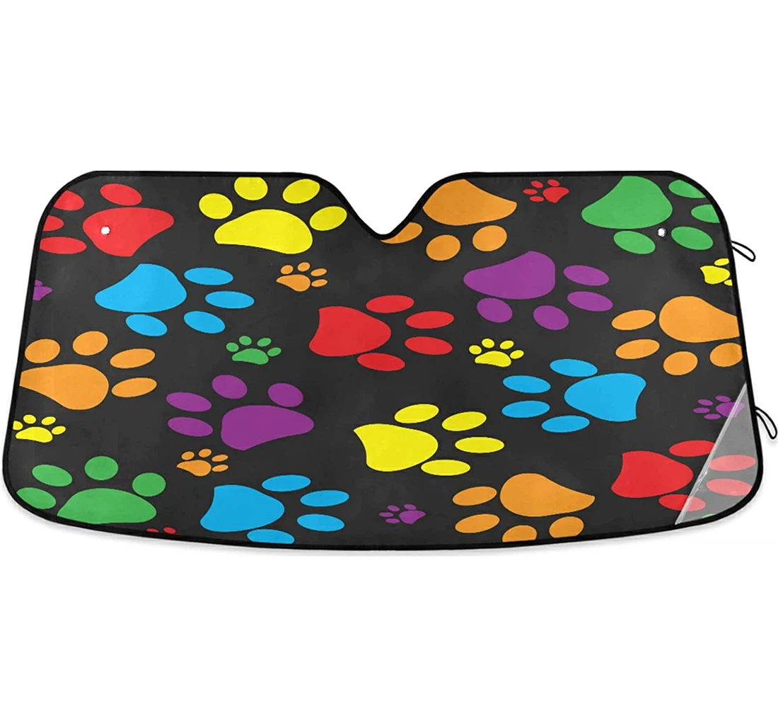 Colorful Dog Paw Rainbow Paw Auto Sun Shade