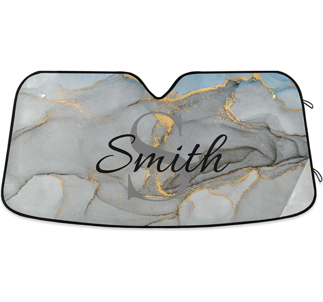 Custom With Name Personalized Golden Marble Auto Sun Shade