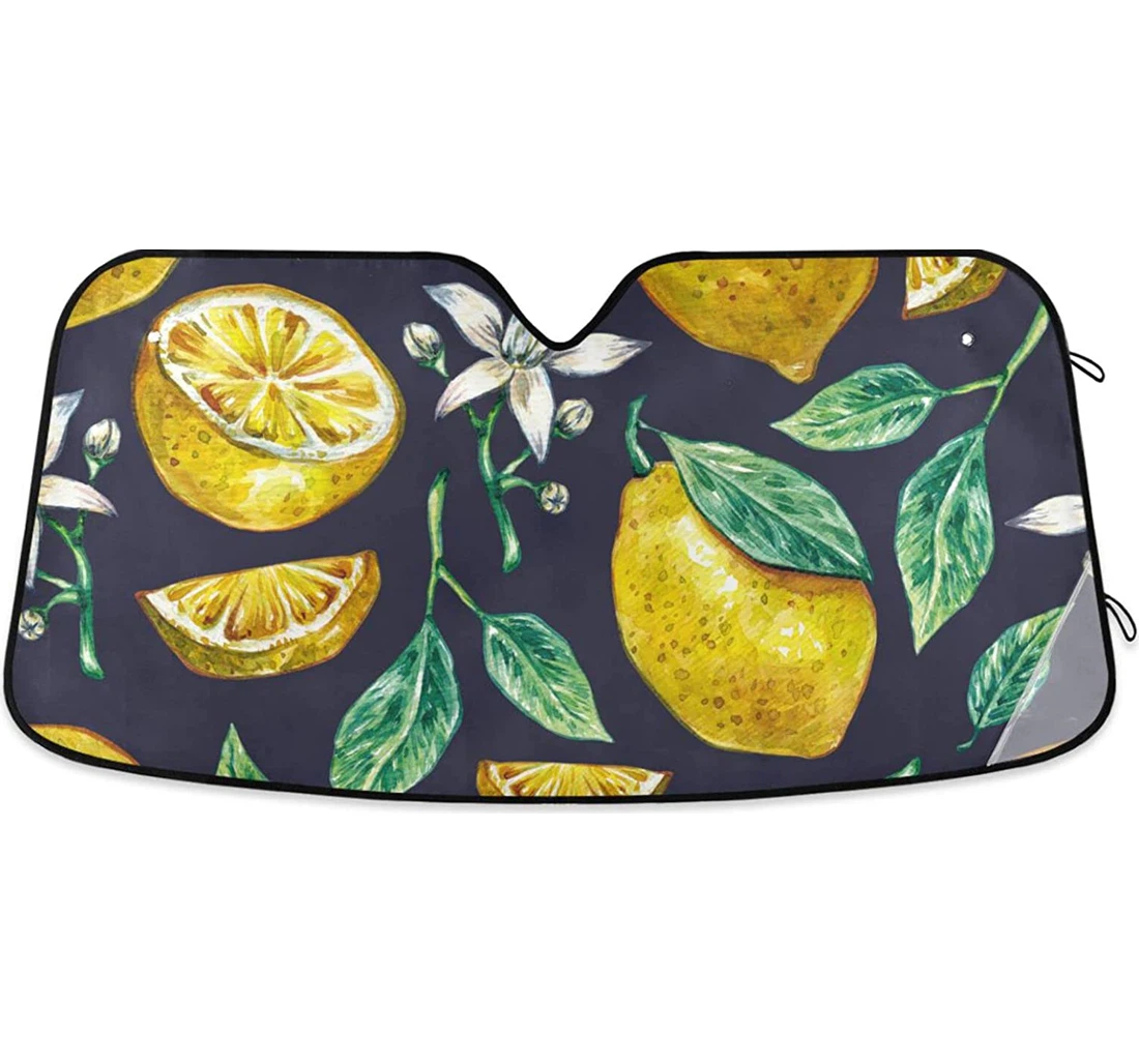 Lemon Flower Fruit Green Leaves Auto Sun Shade