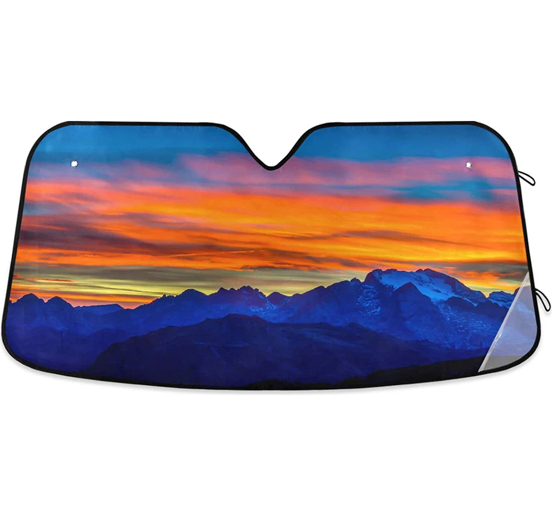 Sunset Mountain Peak Landscape Cars Cars Auto Sun Shade
