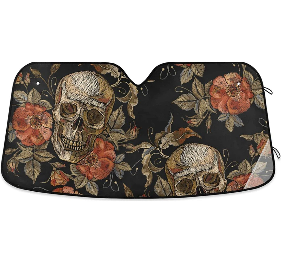 Skull Flowers Cars Auto Sun Shade