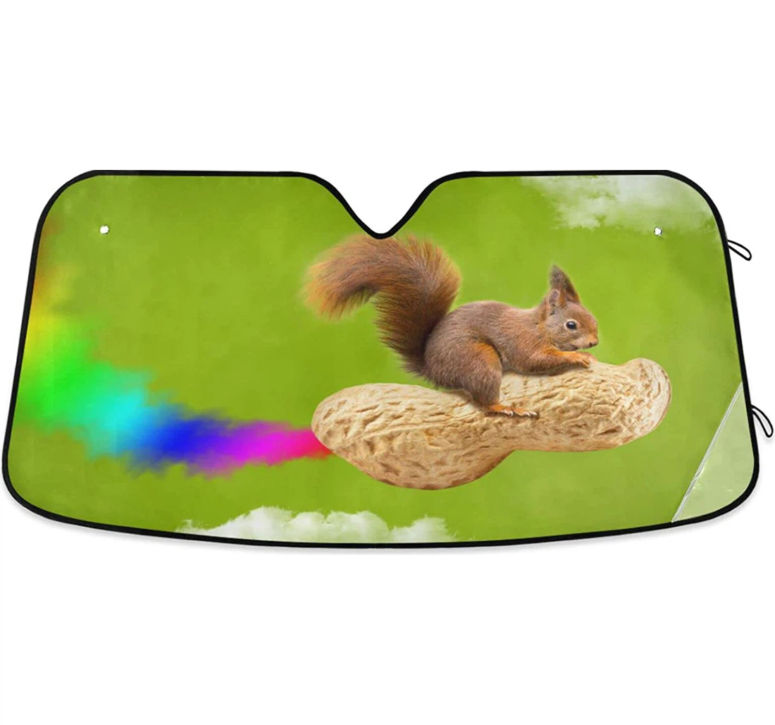 Green Rainbow Peanut Funny Flying Squirrel Auto Sun Shade