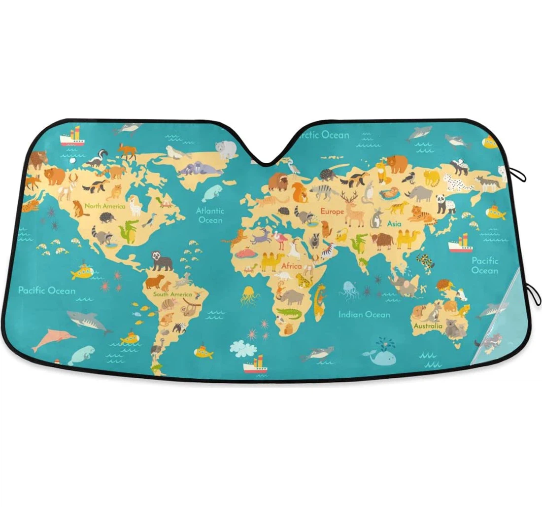World Map Auto Sun Shade