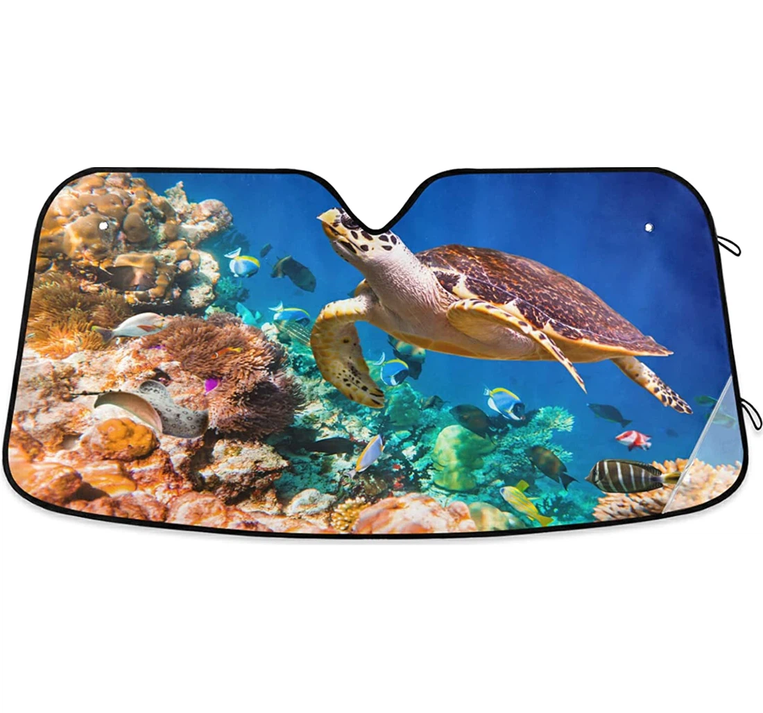 Ocean Sea Turtle Underwater Tropical Fish Auto Sun Shade