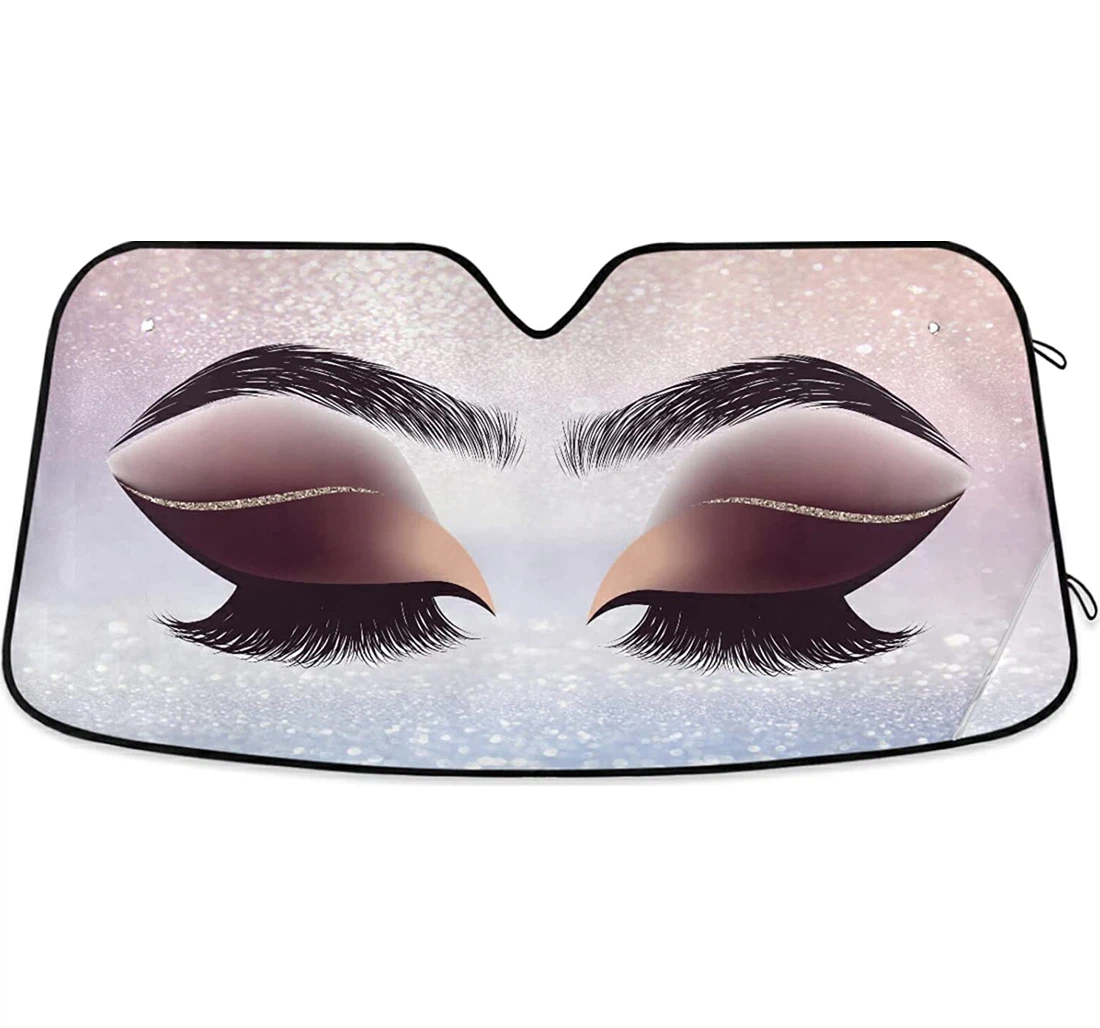Women Eyes Eyelashes Glitter Light Pink Jeep Auto Sun Shade