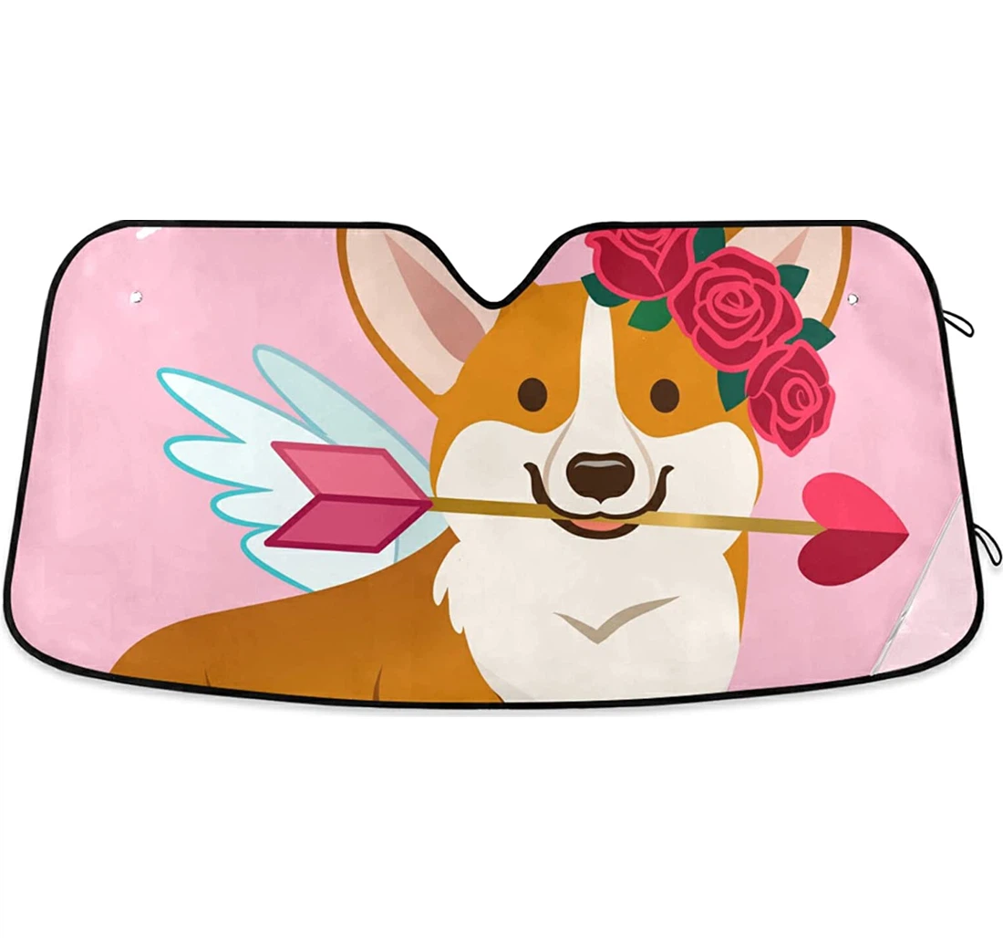 Valentine's Day Corgi Dog Auto Sun Shade