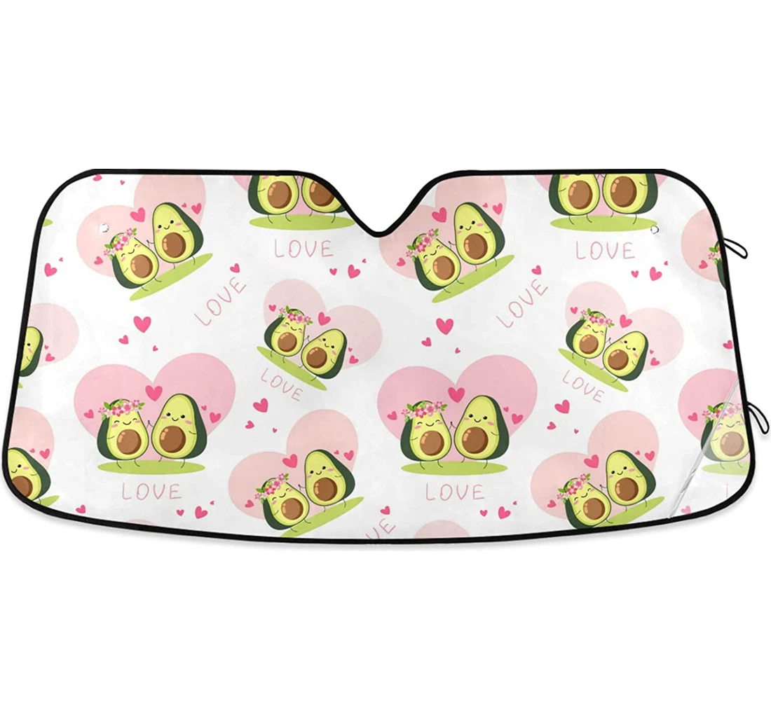 Avocados Love Pink Hearts Auto Sun Shade