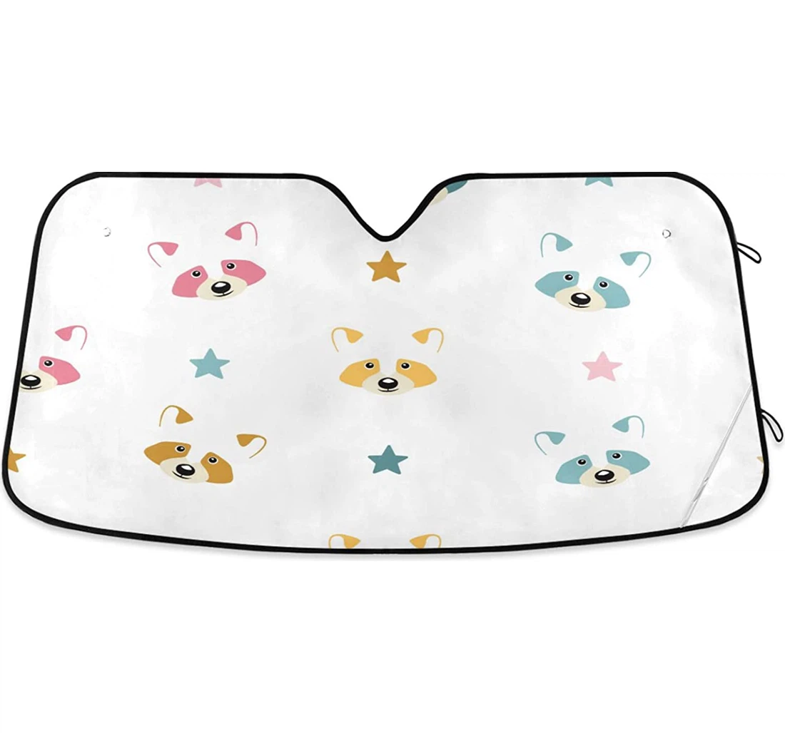 Cute Colorful Raccoon Auto Sun Shade