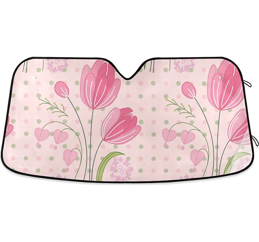 Red Tulips Sunscreen Auto Sun Shade