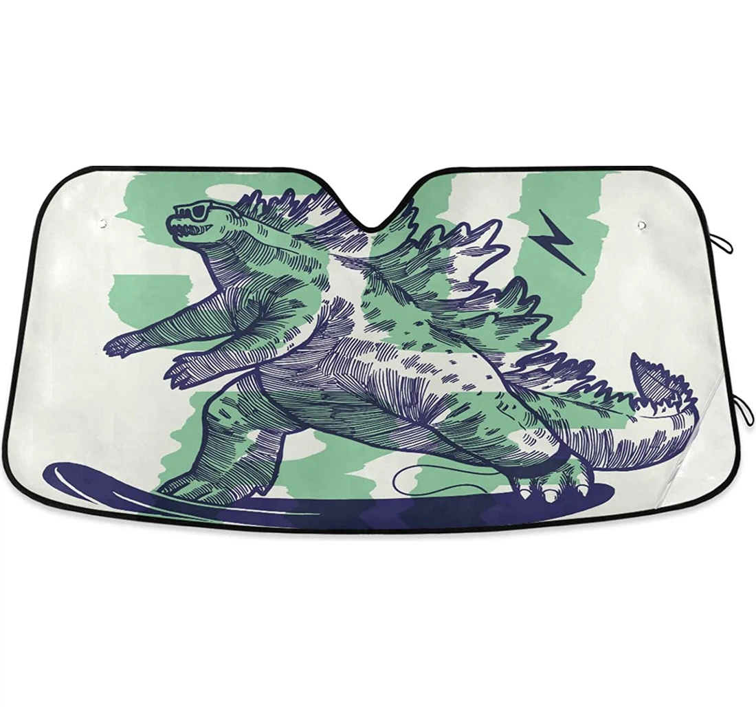 Japanese Dino Surfing Auto Sun Shade