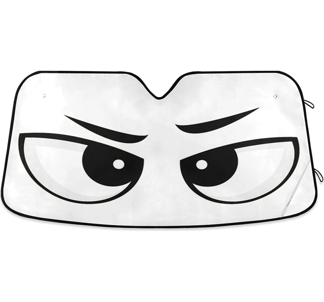 Angry Cartoon Eyes With General Purpose Auto Sun Shade