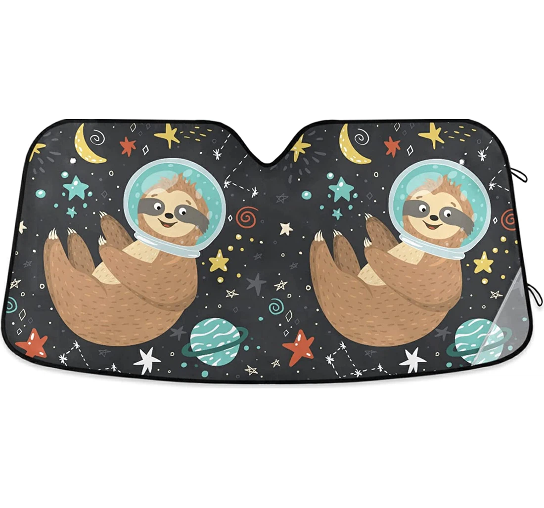 Smiling Baby Sloth Astronaut Planet Auto Sun Shade