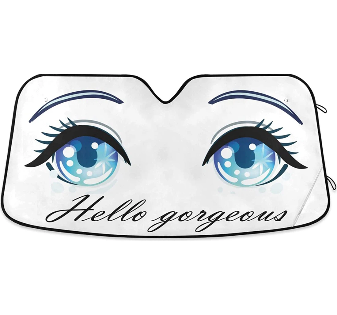 Hello Gorgeous Blue Anime Kawaii Eyes Women Auto Sun Shade