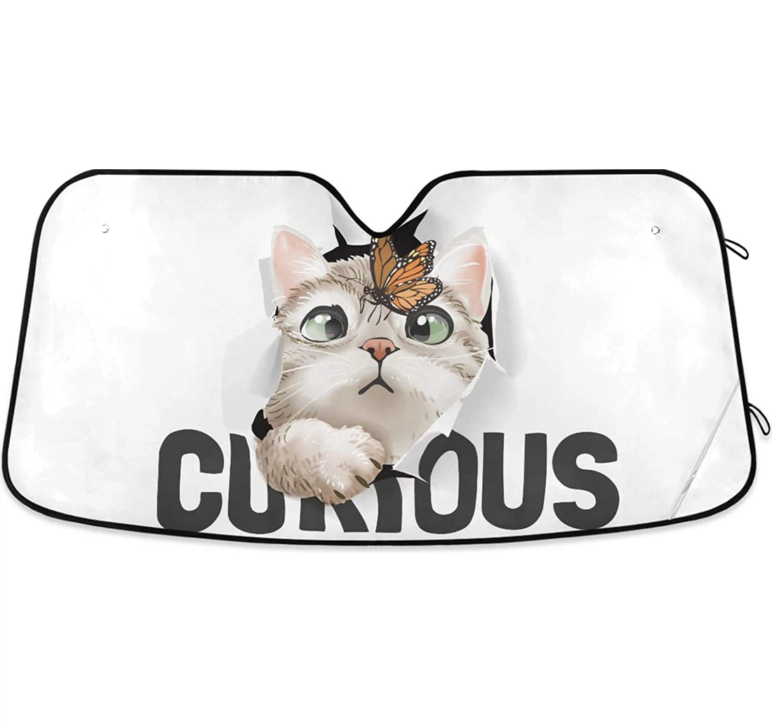 Cute Cat Butterfly Auto Sun Shade