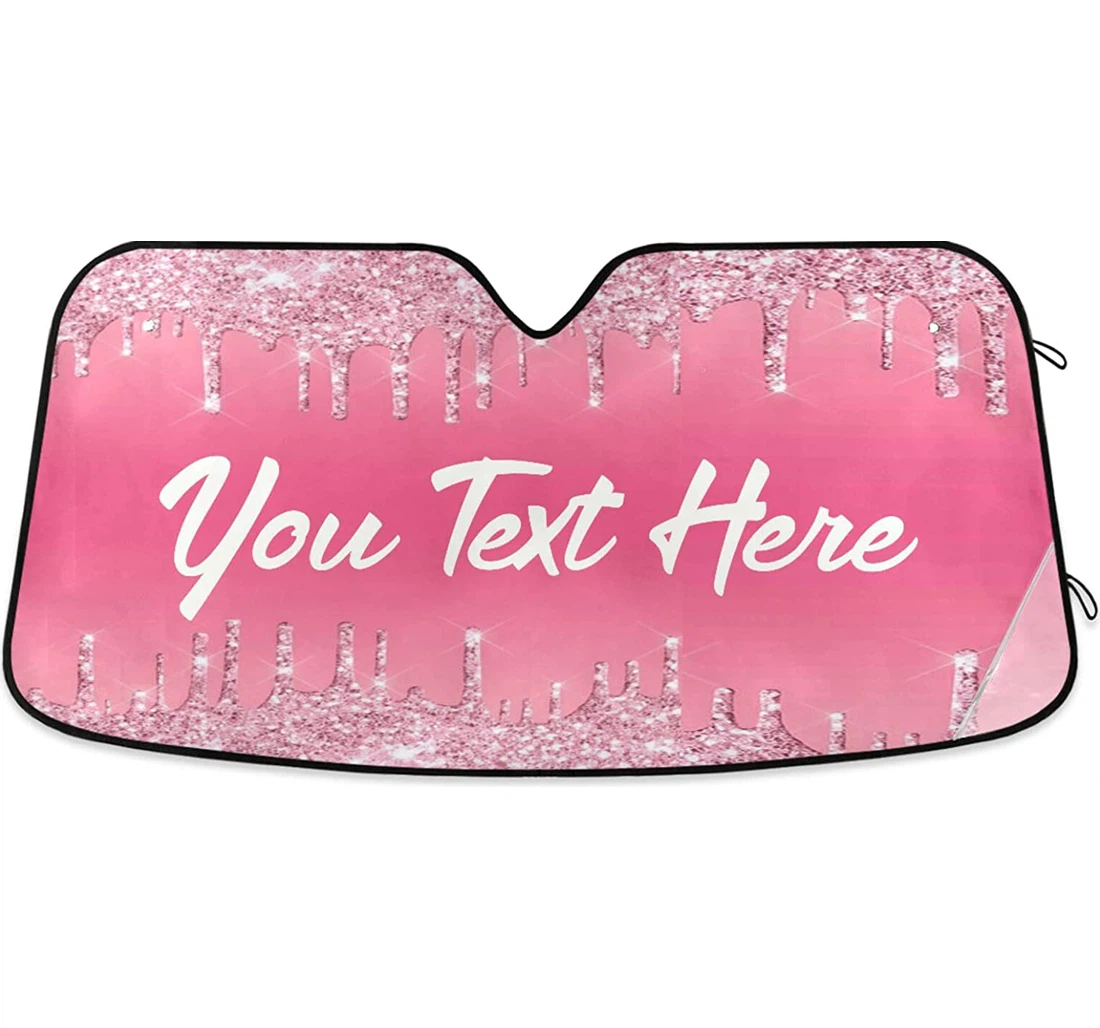 Custom Pink Glitter Drip Baby Auto Sun Shade