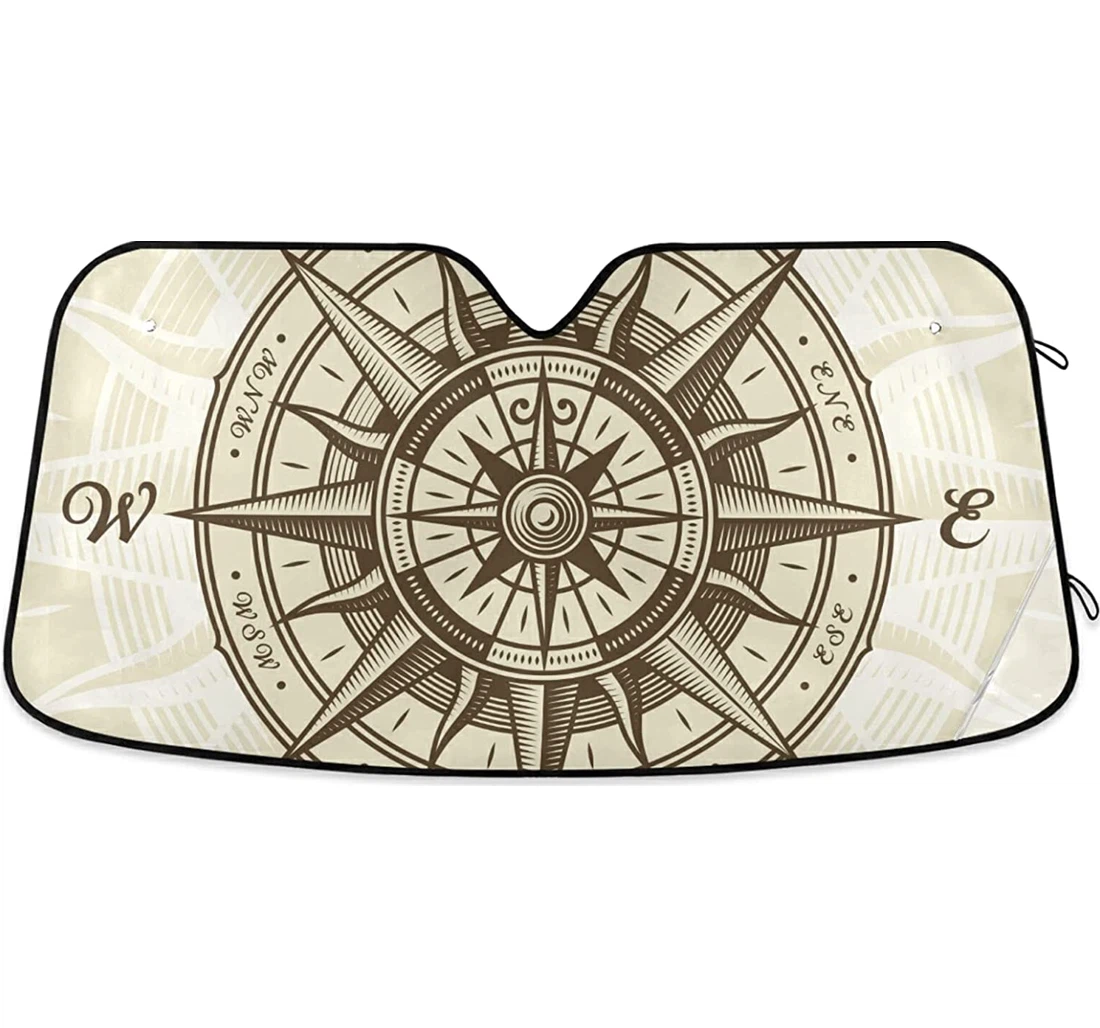 Vintage Nautical Compass Sunlight Auto Sun Shade