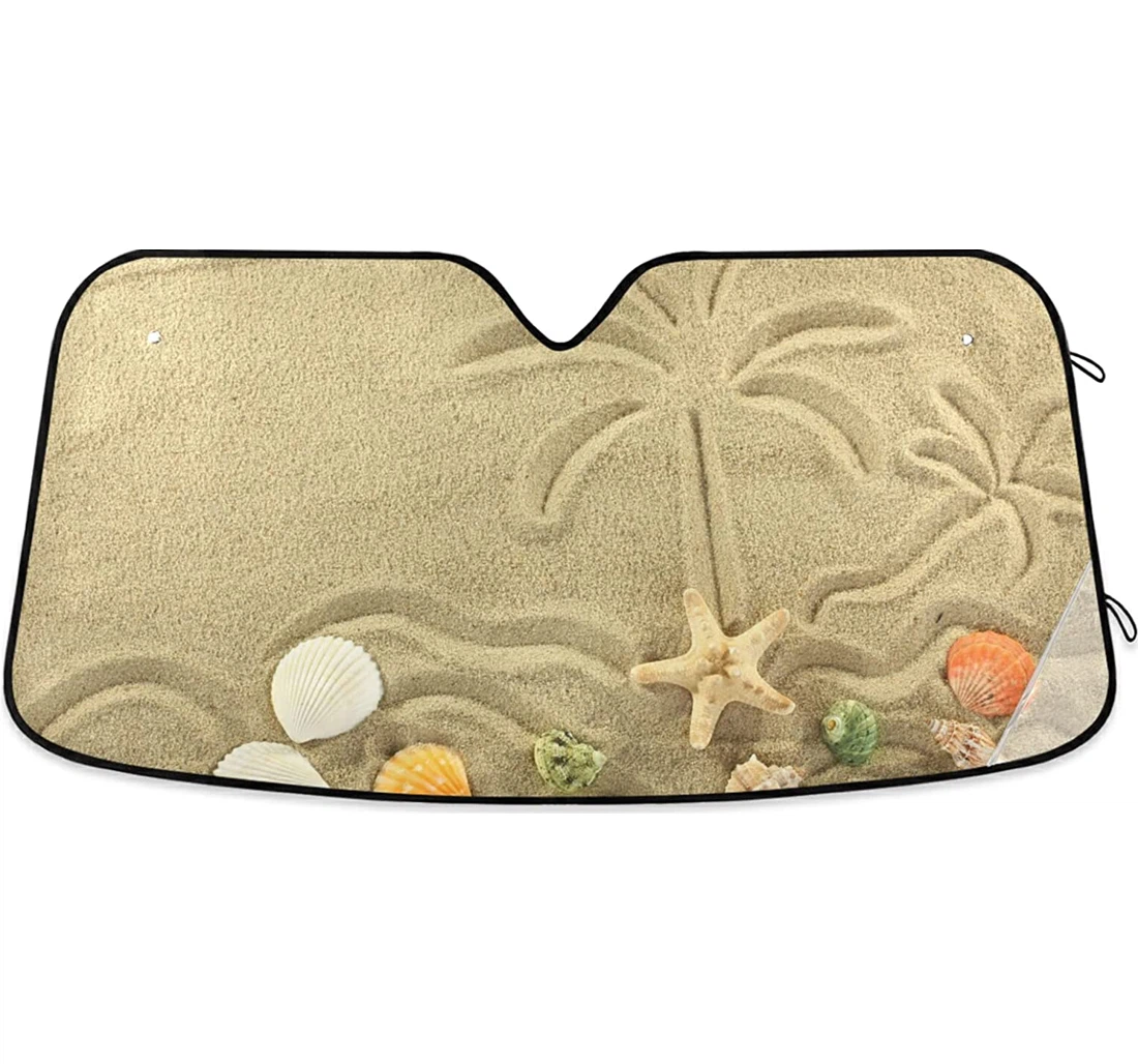 Ocean Palm Trees Beach Auto Sun Shade