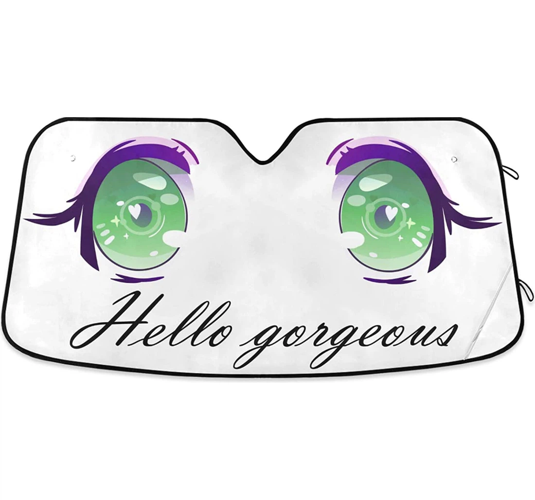 Hello Gorgeous Green Anime Kawaii Eyes Auto Sun Shade