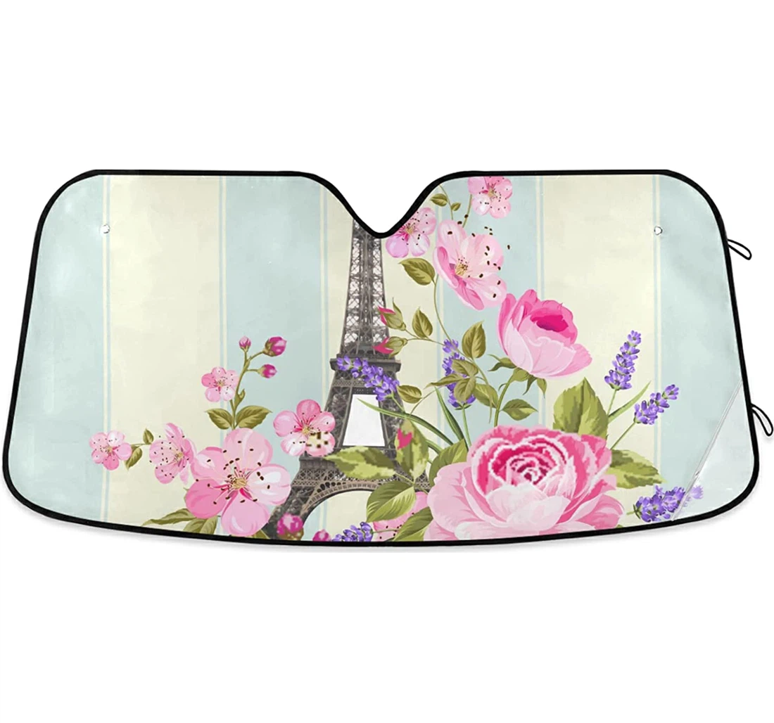 Eiffel Tower Floral Auto Sun Shade