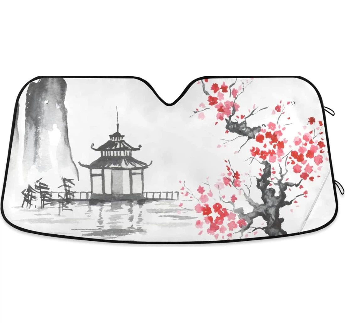 Japanese Cherry Blossms Auto Sun Shade