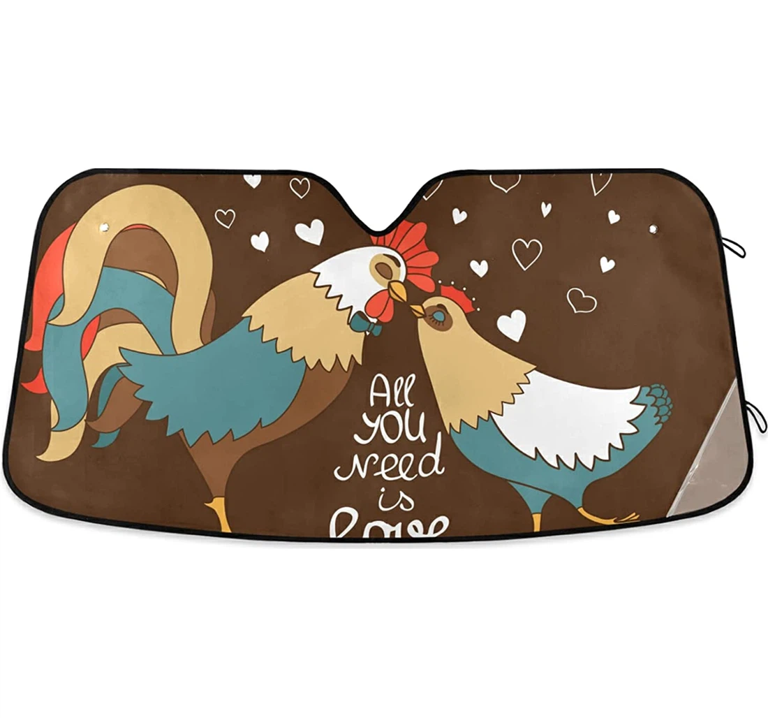 Love Rooster Chicken Auto Sun Shade