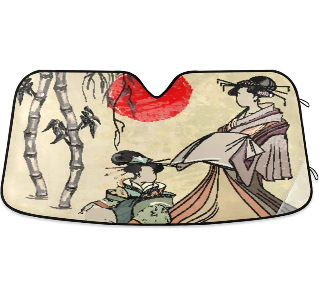 Japanese Geisha Girl Auto Sun Shade