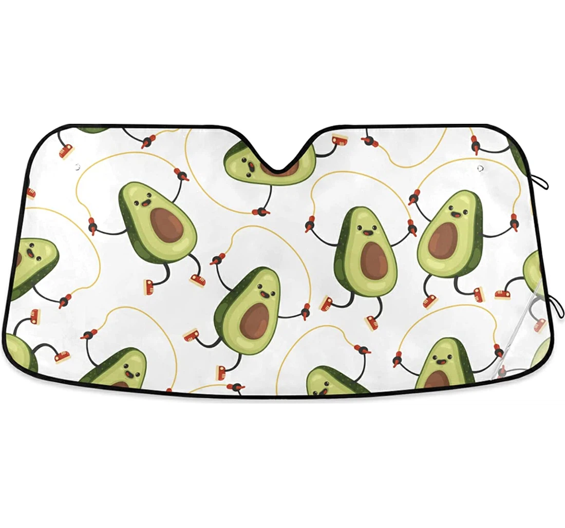 Cute Jump Rope Avocado Fruit Cars Auto Sun Shade