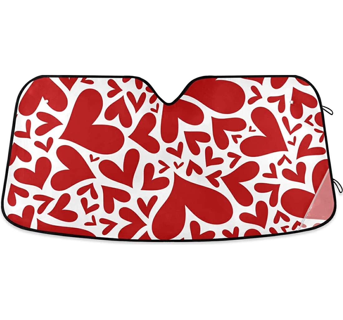 Red Hearts Valentine's Day Auto Sun Shade