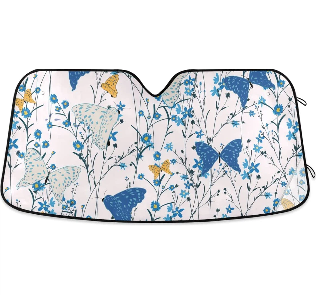 Wild Flowers Butterflies Cars Auto Sun Shade