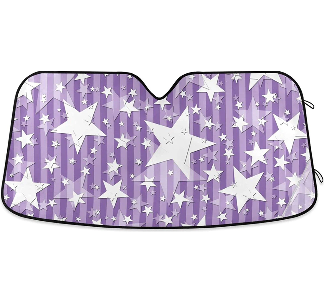 Stylish Purple Strips White Stars Auto Sun Shade
