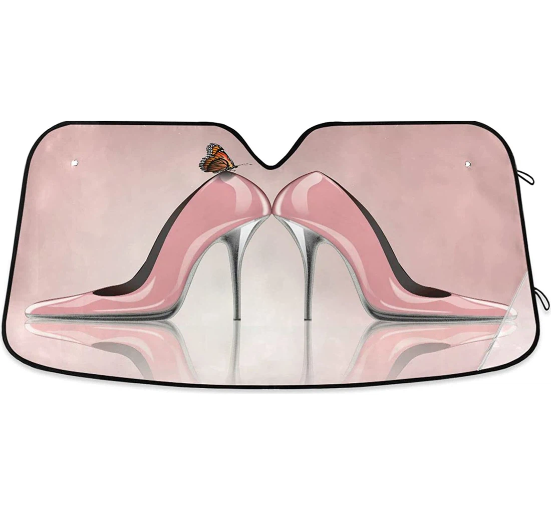Pink High Heel Butterfly Auto Sun Shade