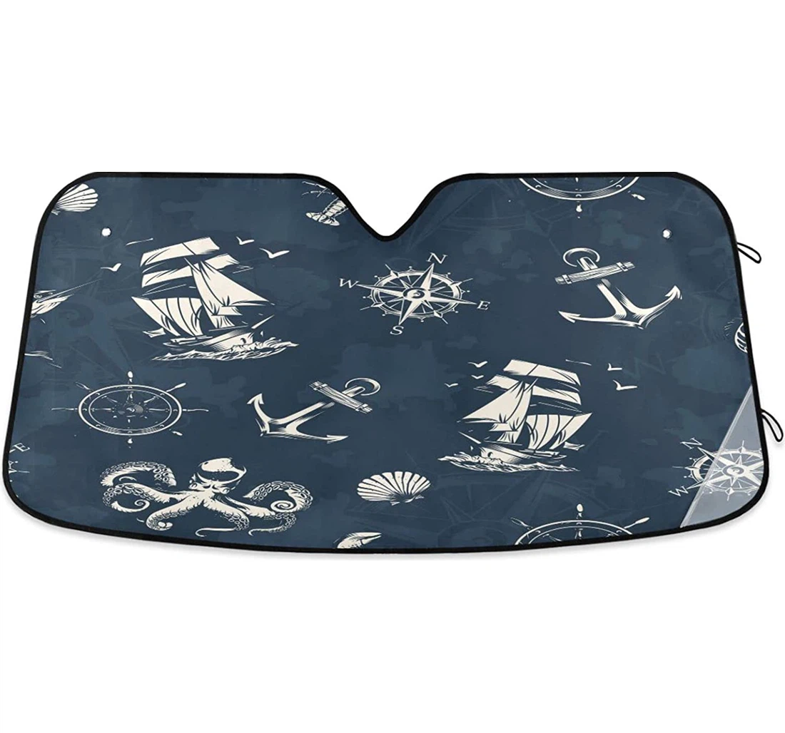 Octopus Anchor Ships Summer Auto Sun Shade