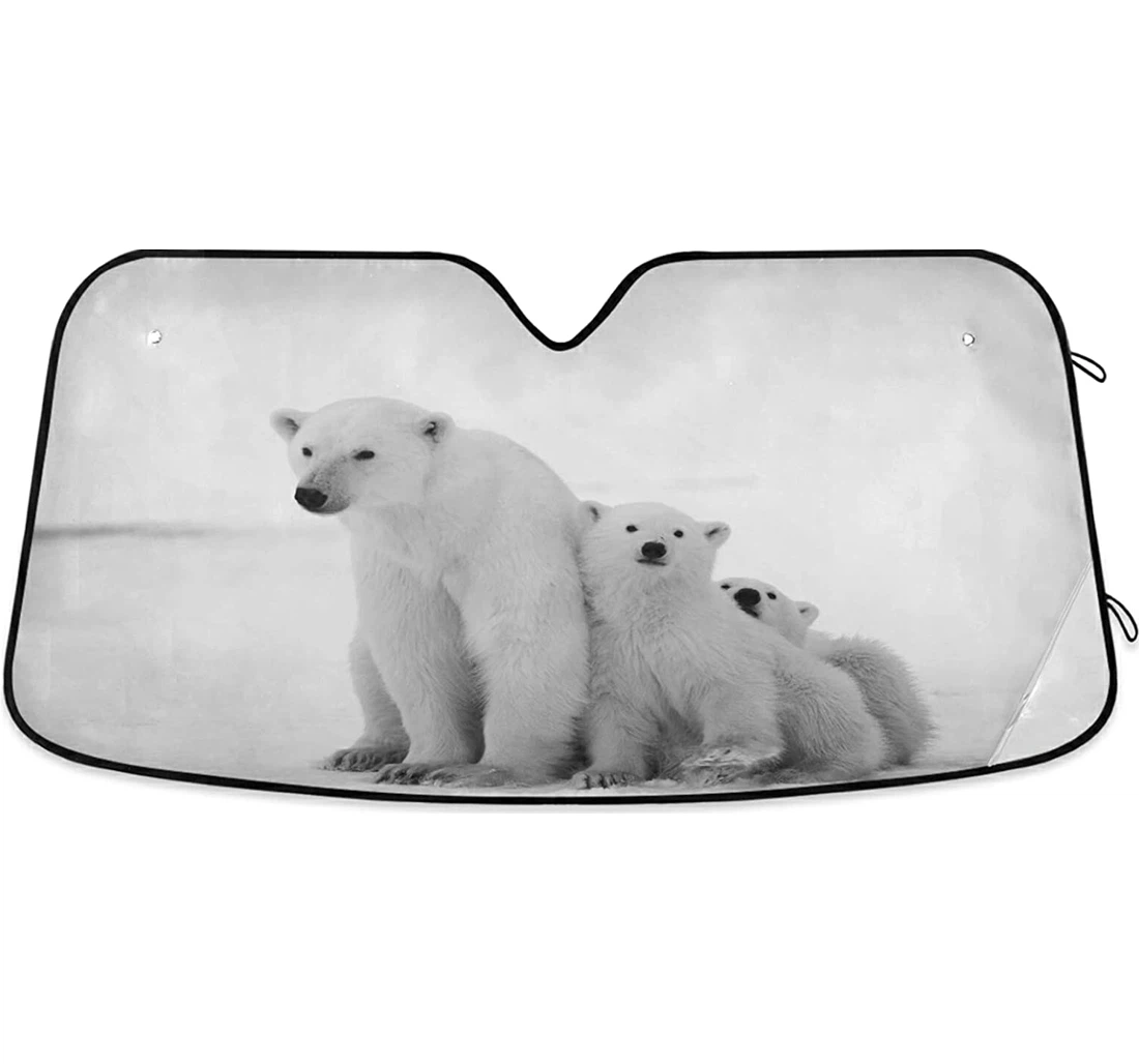 Winter Snow White Bear Auto Sun Shade